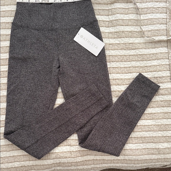 Athleta Pants - Athleta Dark Heather Gray Delancey Herringbone Tight Athletic Leggings size XST